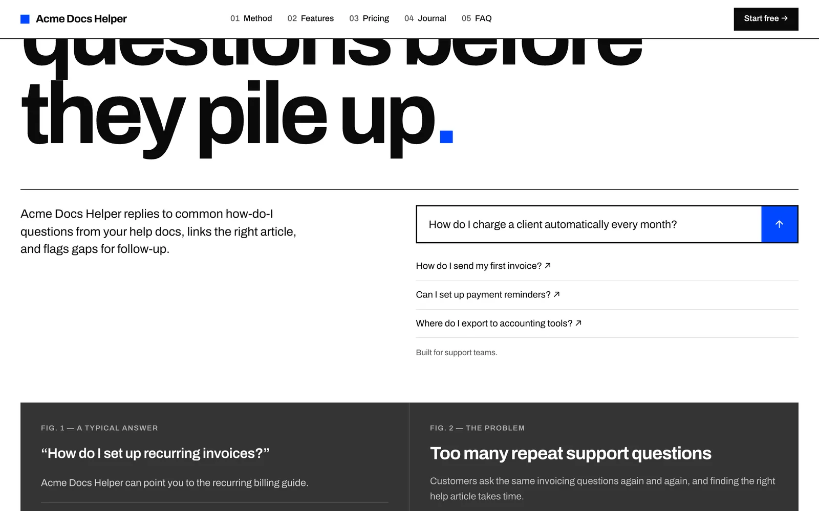 A customer types a question on the storefront landing page