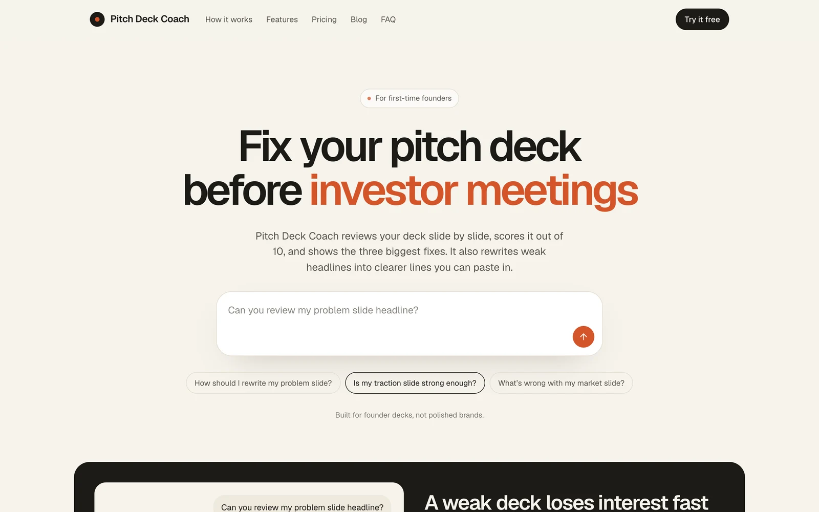 The live landing page as a visitor sees it